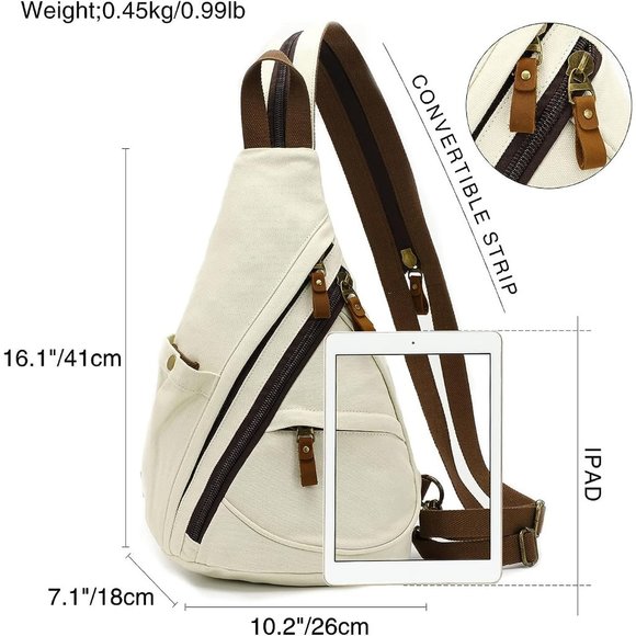 KL928 Women Canvas Sling Crossbody Casual Daypack Rucksack